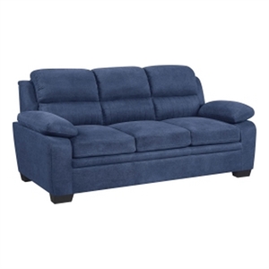 Benjara Hugh 80&quot Modern Sofa- Blue Fabric- Pillow Armrests- Channel Tufted