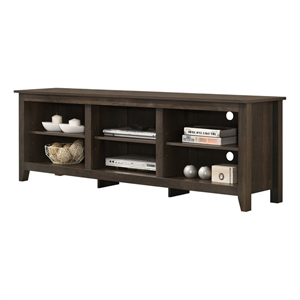 Benjara 70&quot Wide TV Media Entertainment Console with 6 Open Shelves- Brown