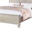 Benjara Opp Platform California King Bed with Panel Headboard- Champagne Silver