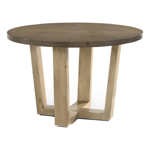 Benjara Tani 47&quot Round Dining Table- Vintage Walnut Brown Top- Criss Cross Base