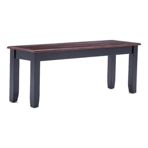 Benjara Zoy 48&quot Wood Dining Bench- Cherry Brown Top- Classic Black Tapered Legs