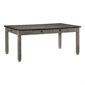 Benjara Rome 72&quot Wood Dining Table-6 Drawers-Two Tone Finish-Round Handles