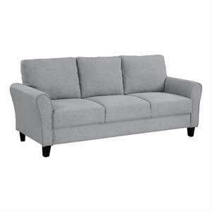Benjara Engi 81&quot Accent Sofa- Smooth Gray Polyester- Attached Back Cushion