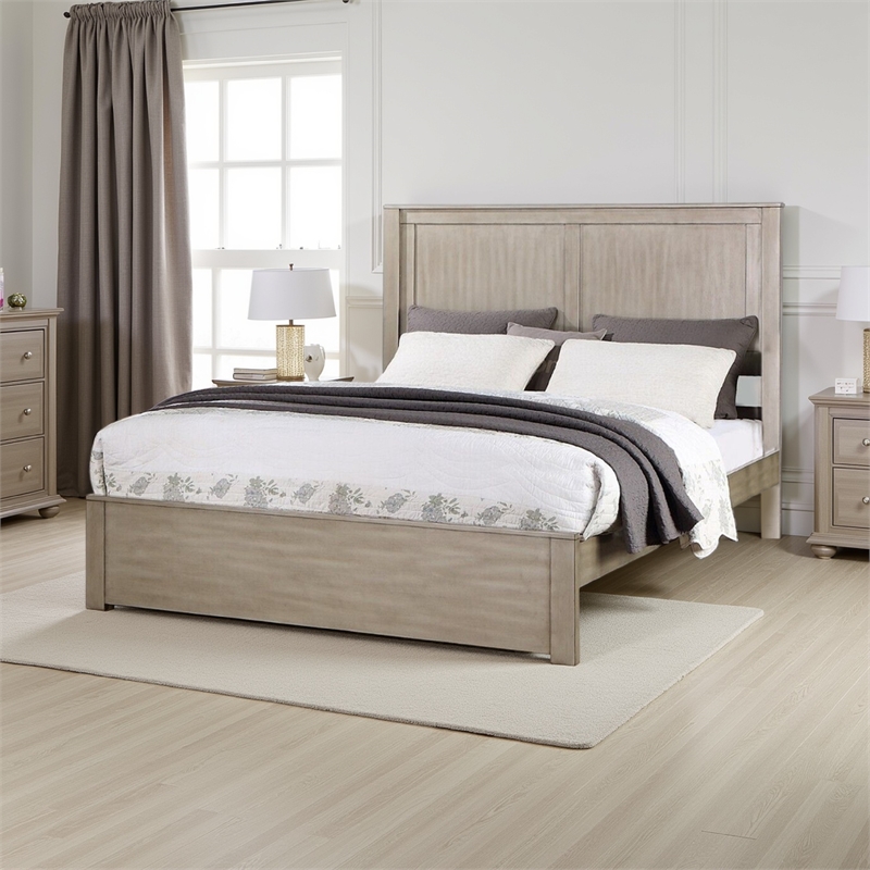 Benjara Kali Rectangular Platform King Size Bed - Light Tan Wood Frame