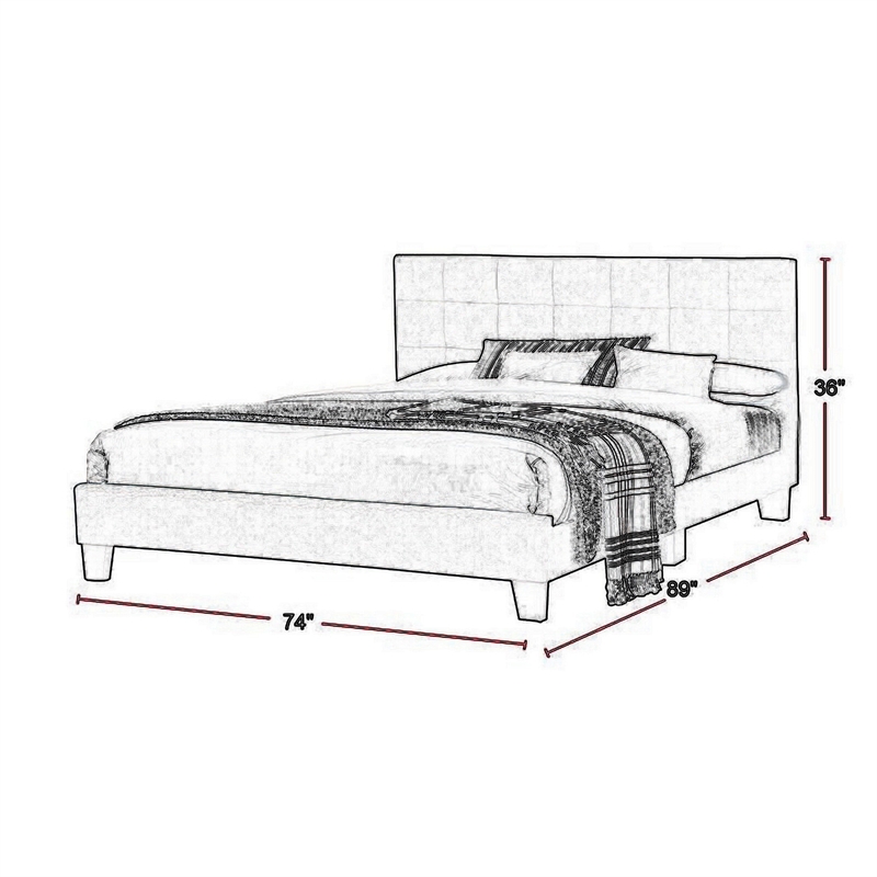 Benjara Dex Modern Platform California King Bed-Tufted Upholstery-Charcoal Gray