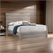 Benjara Posy Platform California King Bed- Split Headboard- Distressed Gray Wood