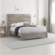 Benjara Posy Platform King Size Bed with Split Headboard- Distressed Gray Wood