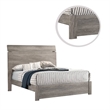 Benjara Posy Platform King Size Bed with Split Headboard- Distressed Gray Wood
