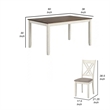 Benjara 7 Piece Dining Set- Dry Brushed Weathered Wood Surface- Gray Upholstery
