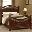 Benjara Miri Arched Carved Leaf King Size Bed - Oak Brown