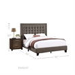 Benjara Zofi Modern Queen Size Bed-Deep Square Tufted Upholstery-Taupe Polyester