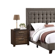 Benjara Zofi Modern Queen Size Bed-Deep Square Tufted Upholstery-Taupe Polyester