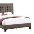 Benjara Zofi Modern Queen Size Bed-Deep Square Tufted Upholstery-Taupe Polyester