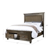 Benjara Ziv Classic Queen Size Bed with 2 Storage Drawers- Upholstered- Brown