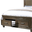 Benjara Ziv Classic Queen Size Bed with 2 Storage Drawers- Upholstered- Brown