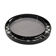 Benjara 2 Piece Round Decorative Tray- Plastic Frame- Black & White Plaid Print