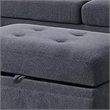 Benjara Cato 3 PC L Shape Sectional Sofa Set with Ottoman- 2 Pillows- Charcoal