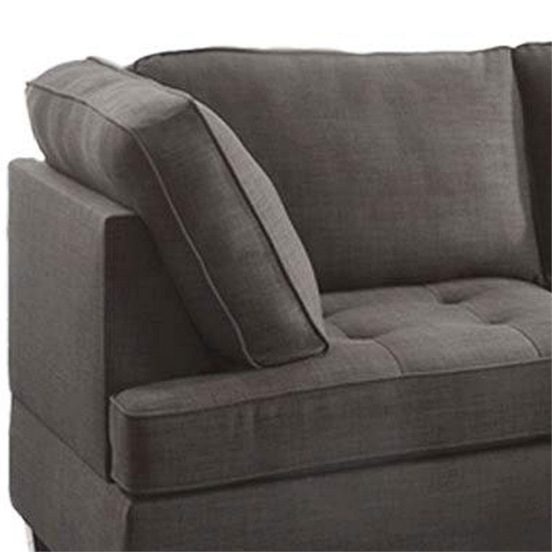 Benjara Roda 2 Piece L Shape Sectional Sofa with Reversible Chaise- Black Fabric