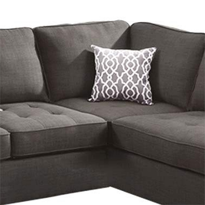 Benjara Roda 2 Piece L Shape Sectional Sofa with Reversible Chaise- Black Fabric
