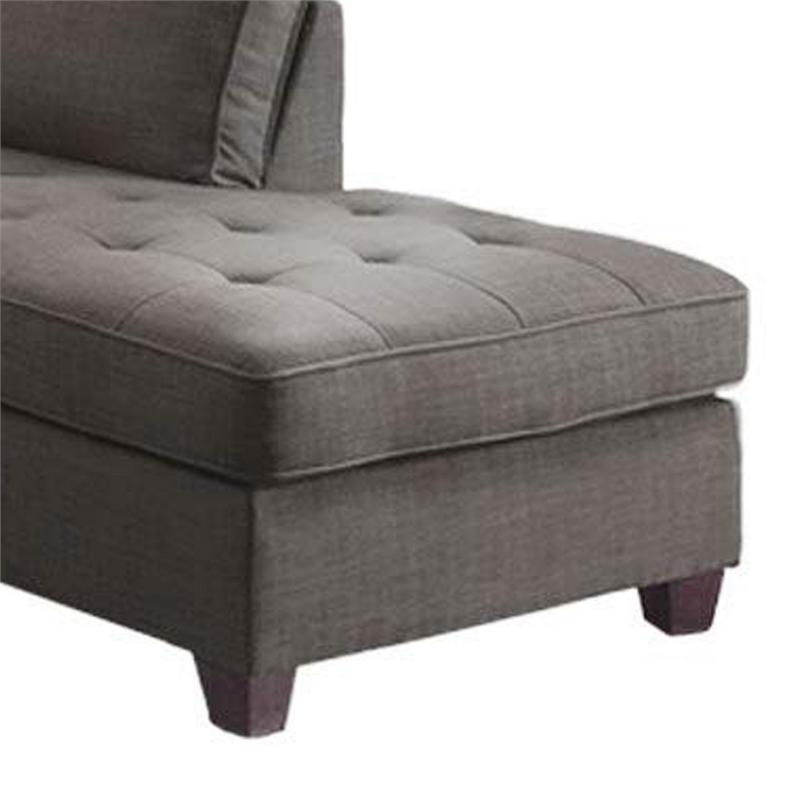 Benjara Roda 2 Piece L Shape Sectional Sofa with Reversible Chaise- Black Fabric