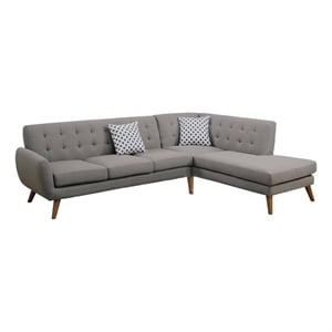 Benjara 2 Piece Modern L Shape Sectional Sofa with Chaise- Cushioned Back- Gray