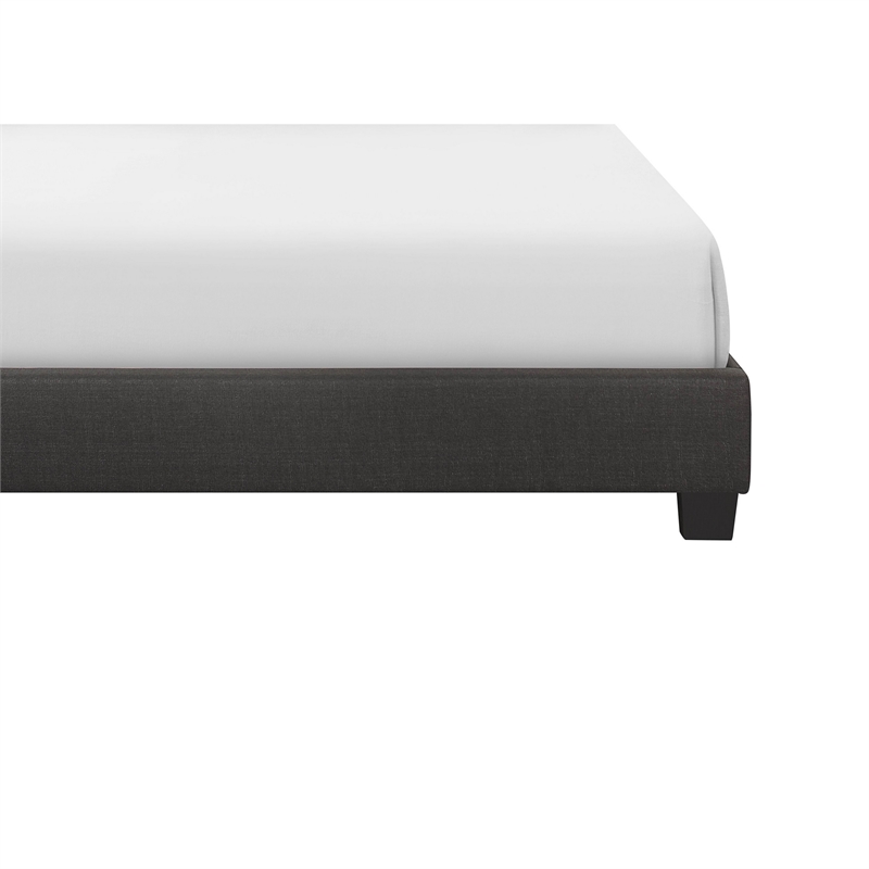 Benjara Dane Full Size Bed-Fully Upholstered-Tufted Curved Headboard-Dark Gray