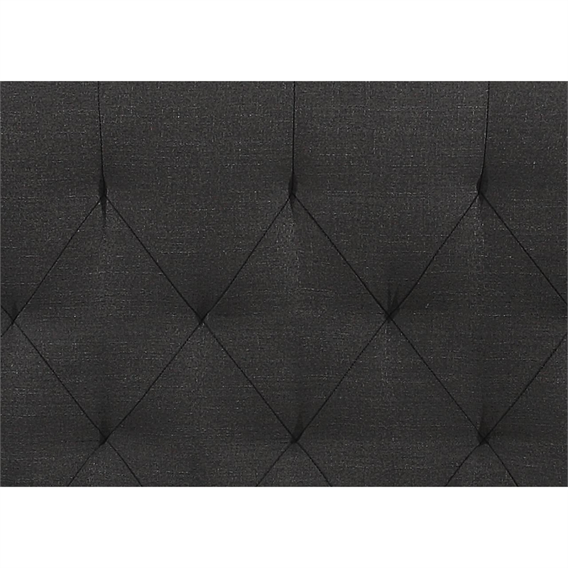 Benjara Dane Full Size Bed-Fully Upholstered-Tufted Curved Headboard-Dark Gray