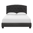 Benjara Dane Full Size Bed-Fully Upholstered-Tufted Curved Headboard-Dark Gray