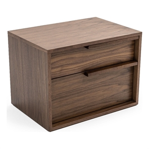 Benjara Cid Jess 25&quot NightStand-2 Drawers-Walnut Veneer-Wood Grain Details