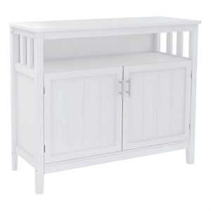 Benjara Zoh 40&quot Double Door Sideboard Cabinet Console with 1 Open Shelf- White