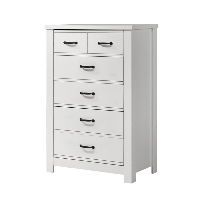 Benjara Jermy 3 Piece Bedroom Drawer Set- Black Handles- Classic White Finish