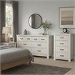 Benjara Jermy 3 Piece Bedroom Drawer Set- Black Handles- Classic White Finish