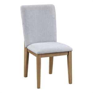 Benjara Deli 21&quot Dining Chair (Set of 2)- Parson Style- Solid Wood- Gray Linen
