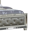 Benjara Reva California King Bed with Mirror Inlay-Upholstered Gray Faux Leather