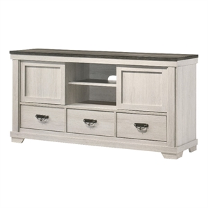 Benjara 64&quot TV Entertainment Console- 2 Cabinets & Shelves- 3 Drawers- White