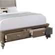 Benjara Ella Modern King Size Bed- Faux Leather- 2 Storage Drawers- Gold