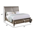 Benjara Ella Modern King Size Bed- Faux Leather- 2 Storage Drawers- Gold