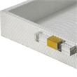 Benjara Snakeskin Texture Decorative Trays- White MDF (Set of 2)