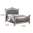 Benjara Jax California King Bed- Button Tufted Upholstered Headboard- Champagne