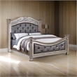 Benjara Jax California King Bed- Button Tufted Upholstered Headboard- Champagne