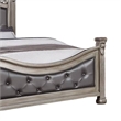 Benjara Jax California King Bed- Button Tufted Upholstered Headboard- Champagne