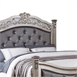 Benjara Jax California King Bed- Button Tufted Upholstered Headboard- Champagne