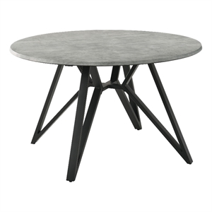 Benjara 50&quot Round Dining Table- Concrete Style Surface- Butterfly Legs- Gray