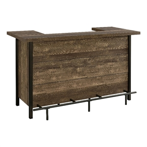 Benjara 71&quot Rectangular Home Bar Serving Unit- Storage Shelves- 2 Tiers- Brown