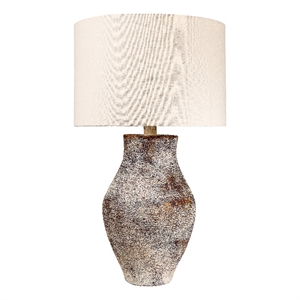 Benjara Gov 27&quot Table Lamp- Beige Drum Shade- Vase Shaped Body- Painted Surface