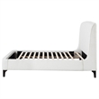 Benjara Mabe King Size Bed- Wingback Curved Headboard- White Fabric Upholstery