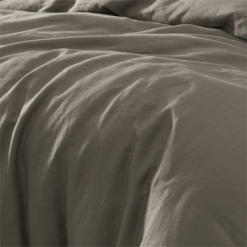 Benjara Edge 4 Piece King Size Duvet Comforter Set- Washed Linen- Charcoal Gray