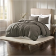 Benjara Edge 4 Piece King Size Duvet Comforter Set- Washed Linen- Charcoal Gray