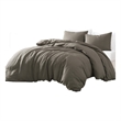 Benjara Edge 4 Piece King Size Duvet Comforter Set- Washed Linen- Charcoal Gray