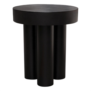 Benjara 16&quot Modern End Table- Thick Sturdy Surface- Tripod Legs- Black Wood